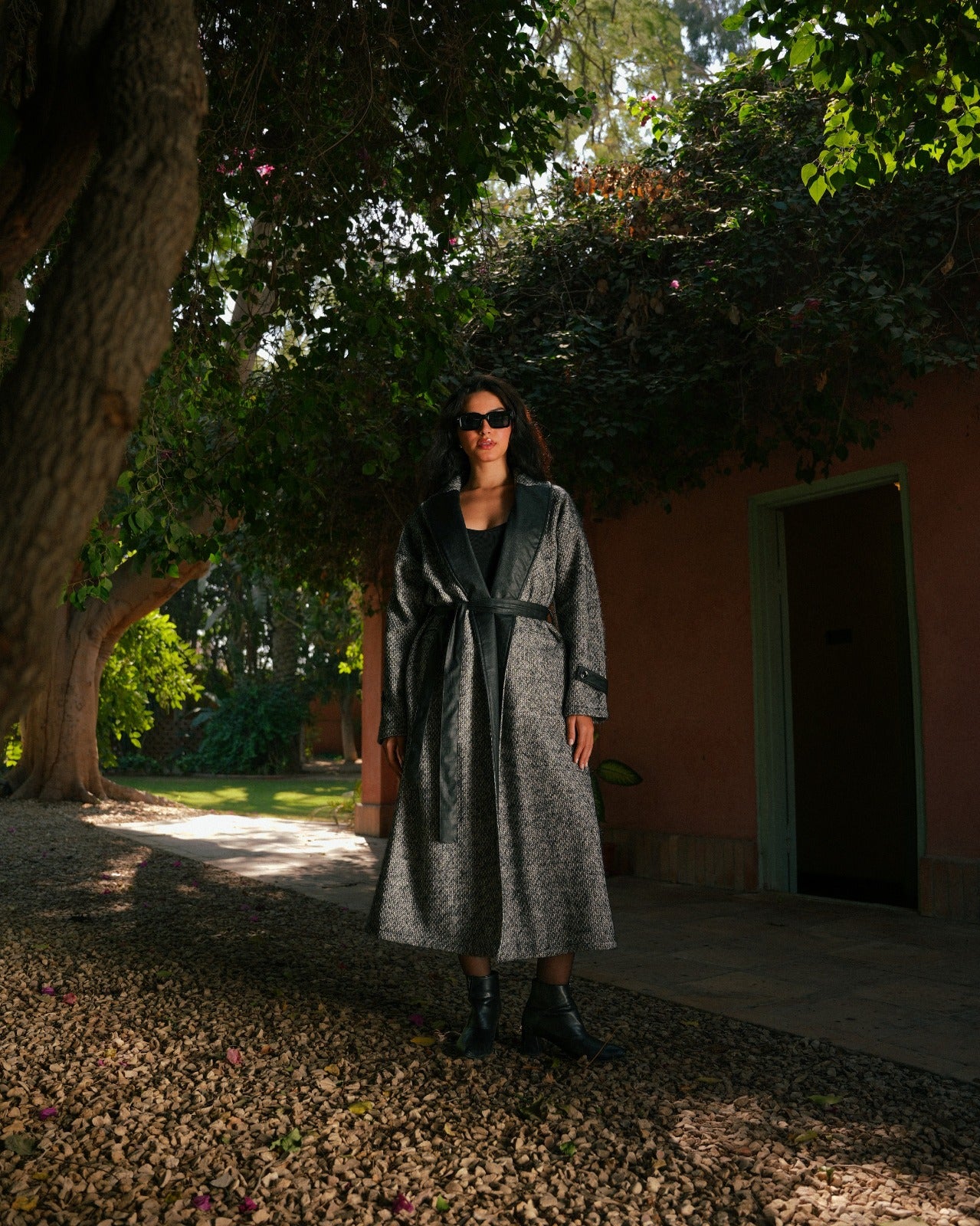 Urban Leather-Trim Coat