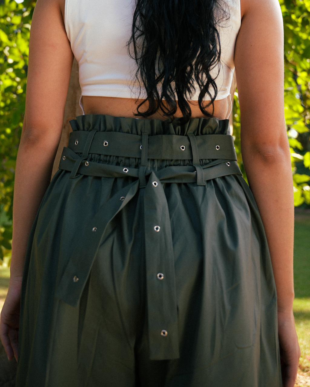 Wide-leg Belt Trousers