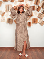 Belted Shirt Dress-Baige