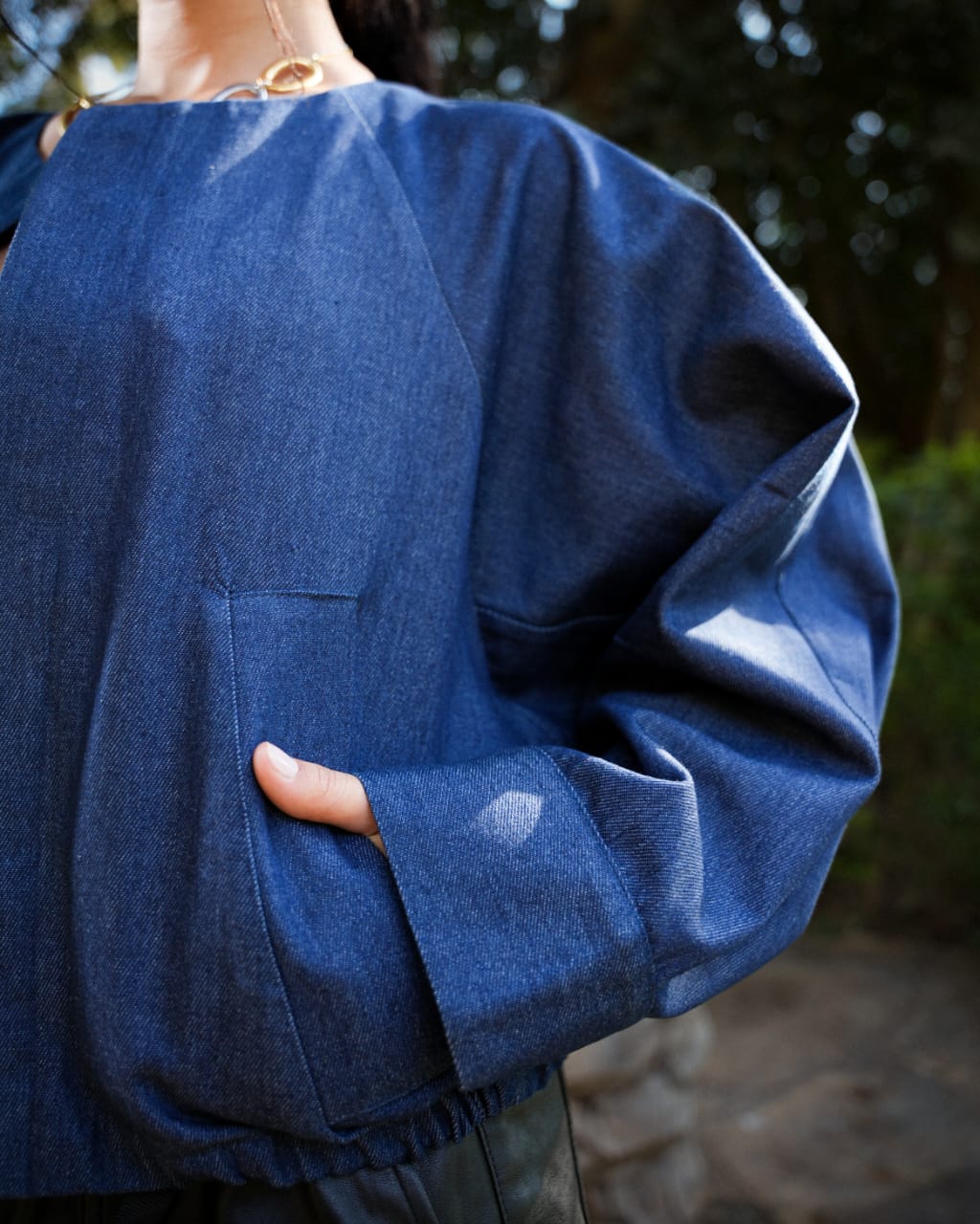 Cropped Ripped Denim Jacket