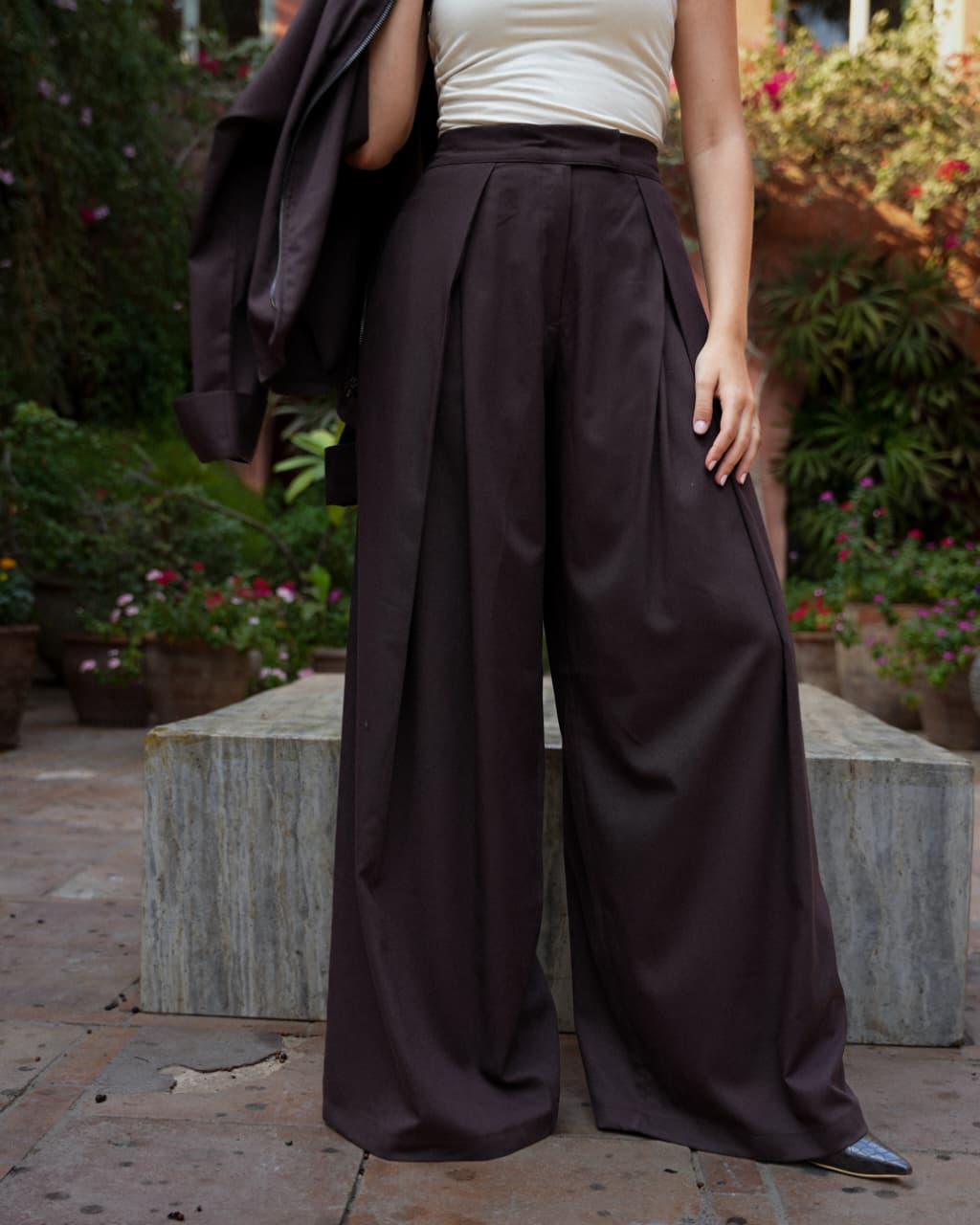Brown Flowy Wide Pants