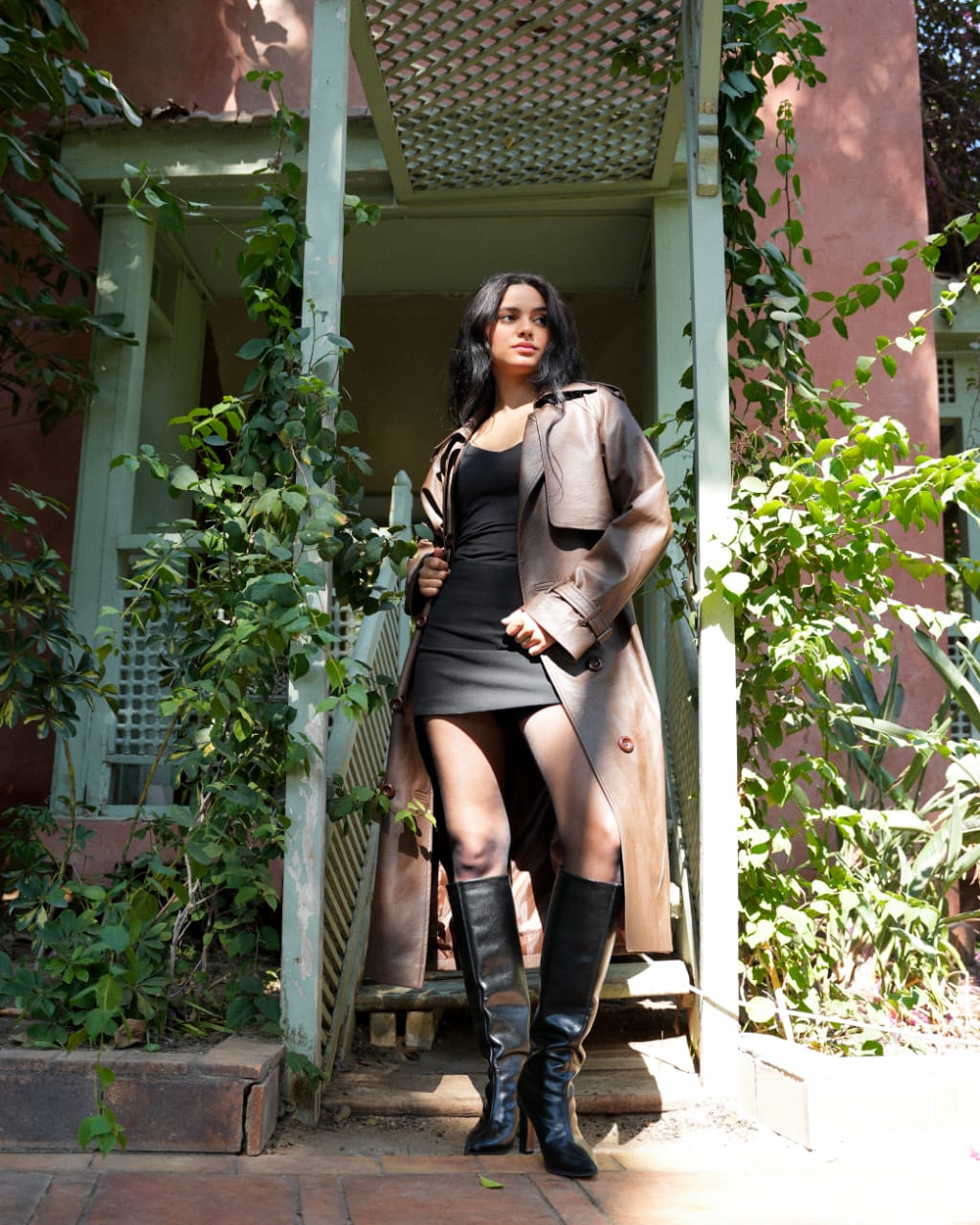 Leather Trench Coat- brown