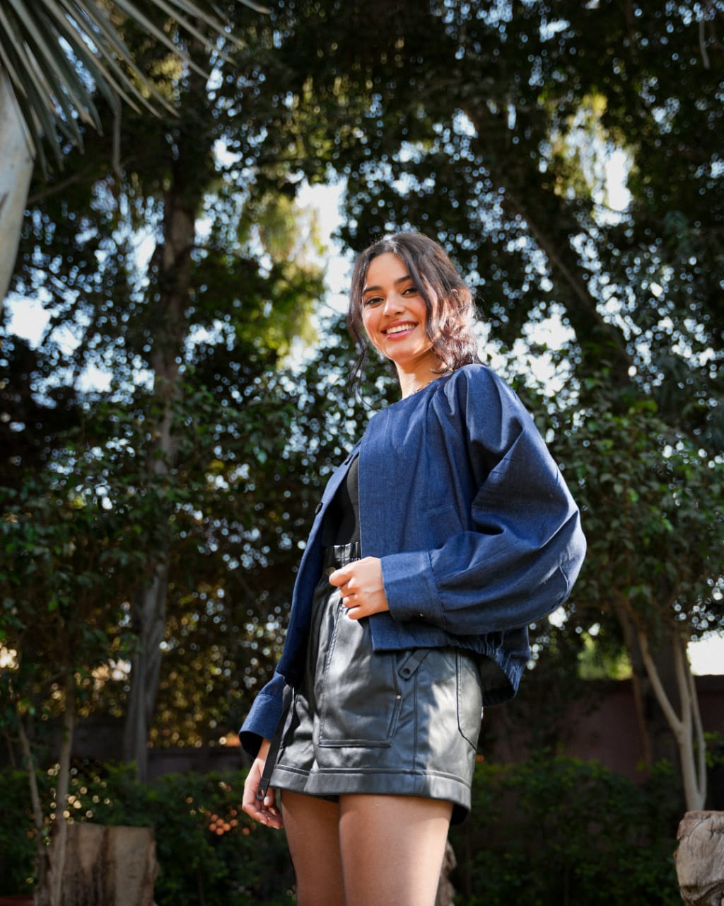 Cropped Ripped Denim Jacket