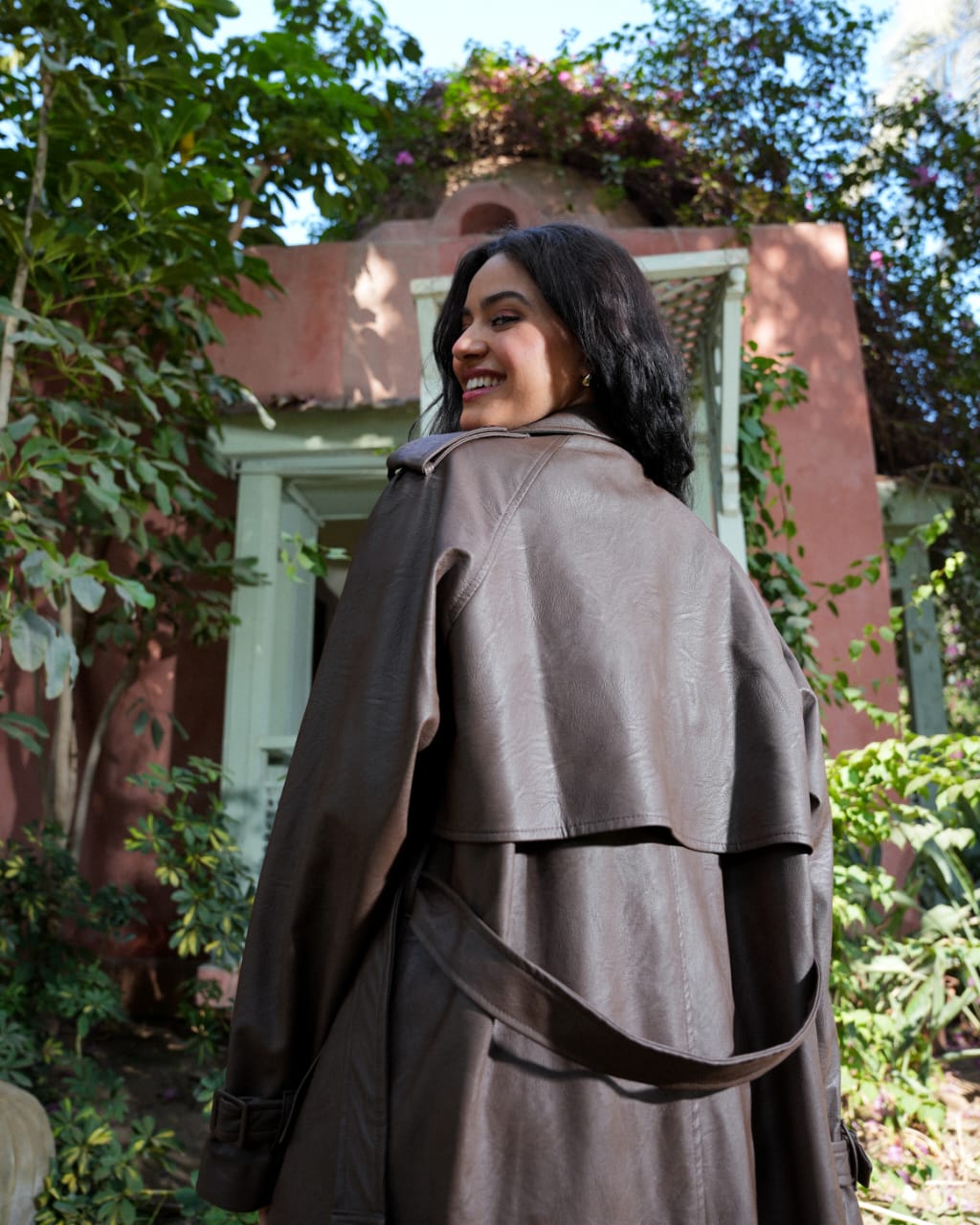 Leather Trench Coat- brown