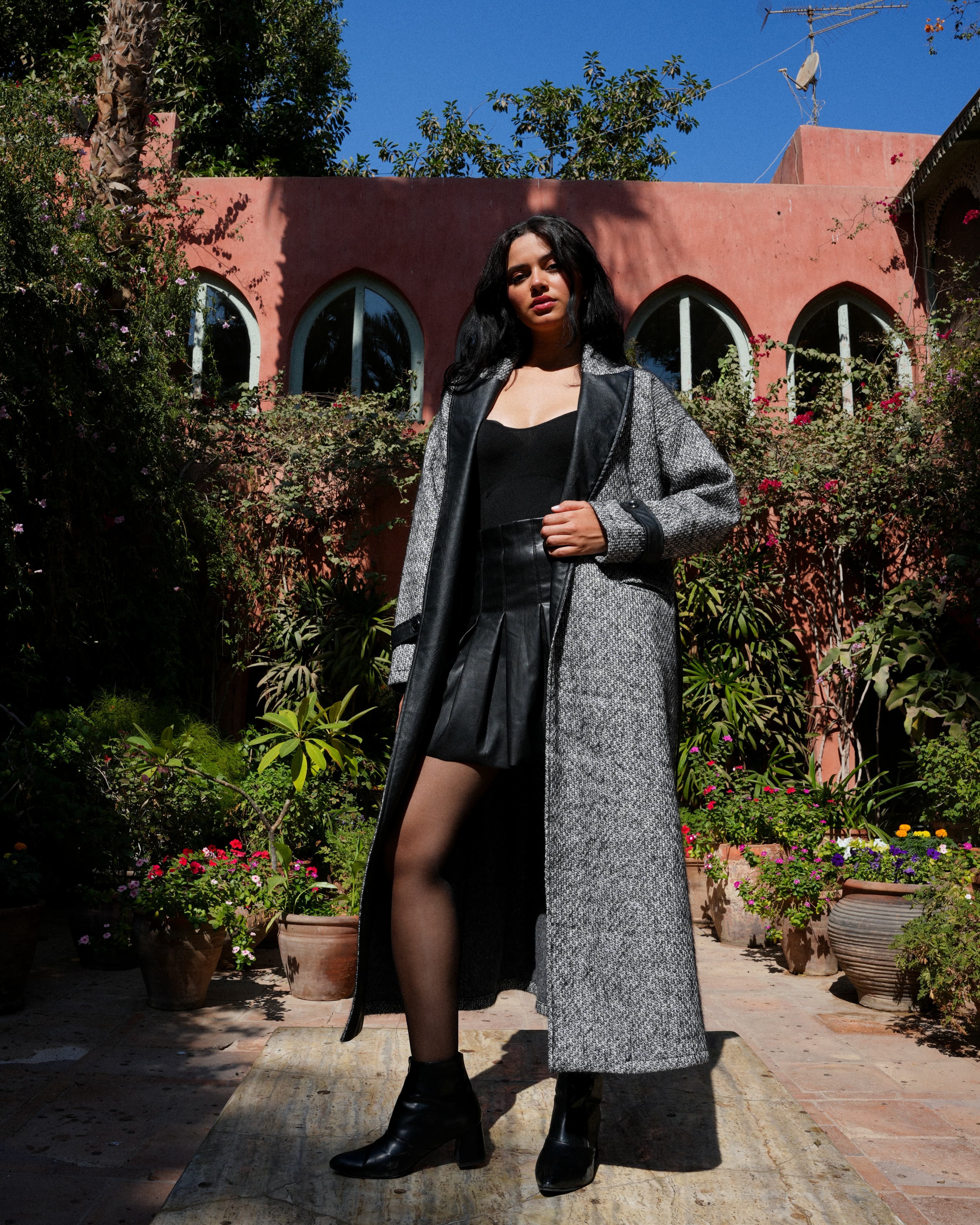 Urban Leather-Trim Coat