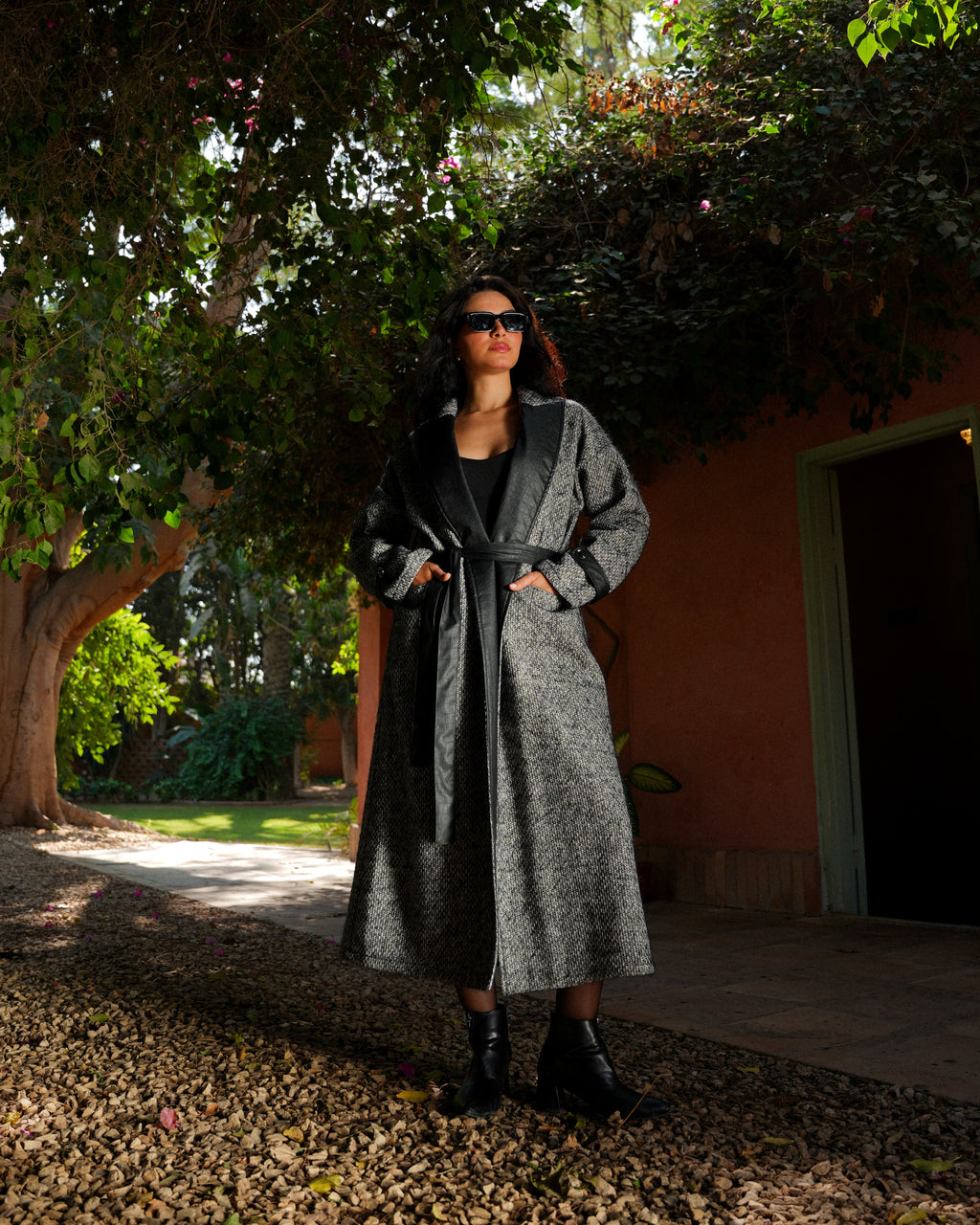 Urban Leather-Trim Coat