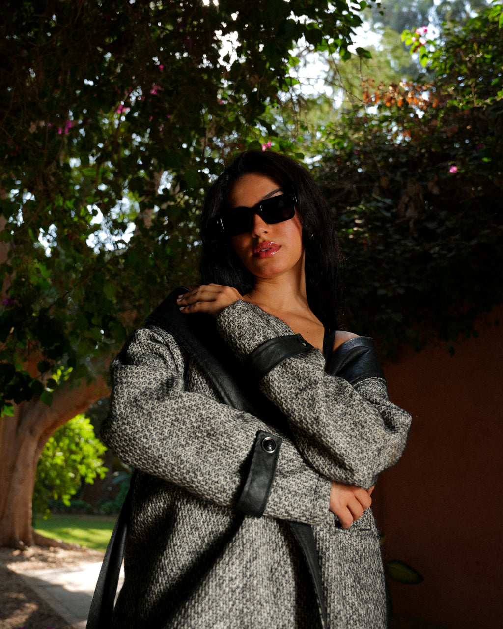 Urban Leather-Trim Coat