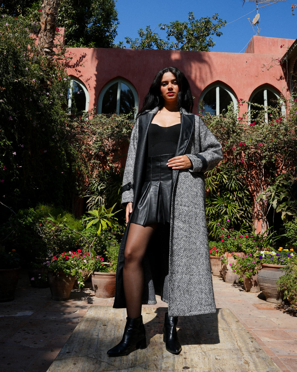 Urban Leather-Trim Coat