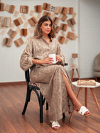 Belted Shirt Dress-Baige